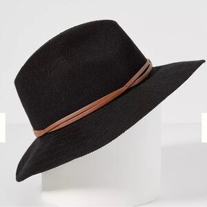 Anthropologie Cusco Ranchero black hat with leather band EUC